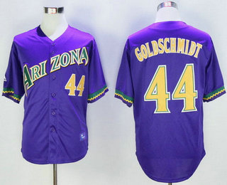 Men's Arizona Diamondbacks #44 Paul Goldschmidt Purple Stitched MLB Throwback Majestic Cooperstown Collection Jersey