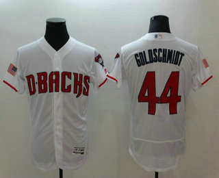 Men's Arizona Diamondbacks #44 Paul Goldschmidt White Stars & Stripes Fashion Independence Day Stitched MLB Majestic Flex Base Jersey