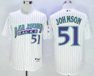 Men's Arizona Diamondbacks #51 Randy Johnson 1999 Turn Back The Clock White Jersey