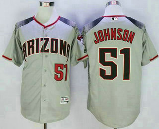 Men's Arizona Diamondbacks #51 Randy Johnson Gray Brick New Cool Base Jersey