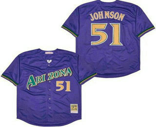 Men's Arizona Diamondbacks #51 Randy Johnson Purple Throwback Jersey