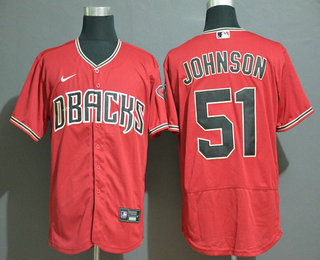 Men's Arizona Diamondbacks #51 Randy Johnson Red Stitched Nike MLB Flex Base Jersey