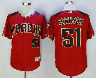 Men's Arizona Diamondbacks #51 Randy Johnson Retired Red 2016 Flexbase Majestic Baseball Jersey