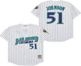 Men's Arizona Diamondbacks #51 Randy Johnson White 1999 Throwback Jersey