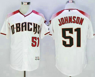 Men's Arizona Diamondbacks #51 Randy Johnson White Brick New Cool Base Jersey