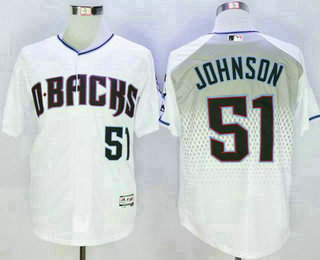 Men's Arizona Diamondbacks #51 Randy Johnson White Capri New Cool Base Jersey