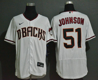 Men's Arizona Diamondbacks #51 Randy Johnson White Stitched Nike MLB Flex Base Jersey