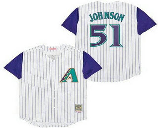 Men's Arizona Diamondbacks #51 Randy Johnson White Throwback Jersey