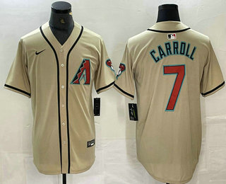 Men's Arizona Diamondbacks #7 Corbin Carroll Cream Nike Limited Stitched Jersey