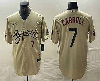 Men's Arizona Diamondbacks #7 Corbin Carroll Number 2021 Gold City Connect Cool Base Stitched Jersey 02
