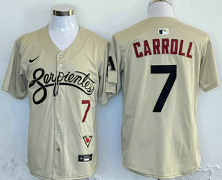 Men's Arizona Diamondbacks #7 Corbin Carroll Number 2021 Gold City Connect Limited Stitched Jersey