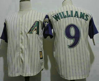 Men's Arizona Diamondbacks #9 Matt Williams Retired Cream With Purple Pinstripe Cooperstown Collection Cool Base Jersey