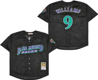 Men's Arizona Diamondbacks #9 Matt Williams Williams Black Mesh Throwback Jersey