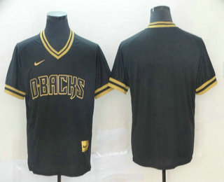 Men's Arizona Diamondbacks Blank Black Gold Nike Cooperstown Legend V Neck Jersey