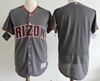 Men's Arizona Diamondbacks Blank Gray 2017 Road Brick Stitched MLB Majestic Flex Base Jersey