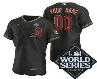 Men's Arizona Diamondbacks Customized Black 2023 World Series Authentic Jersey