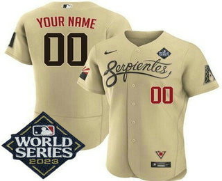 Men's Arizona Diamondbacks Customized Cream City 2023 World Series Authentic Jersey