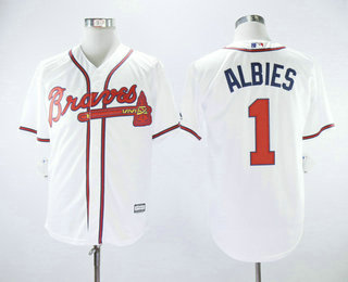 Men's Atlanta Braves #1 Ozzie Albies White Home Stitched MLB Cool Base Jersey