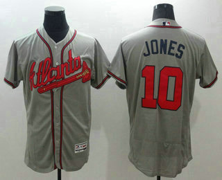 Men's Atlanta Braves #10 Chipper Jones Grey Flexbase 2016 MLB Player Jersey