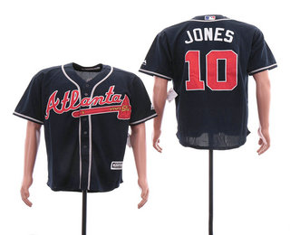 Men's Atlanta Braves #10 Chipper Jones NEW Navy Blue Alternate Stitched MLB Cool Base Jersey