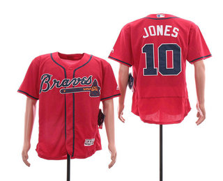 Men's Atlanta Braves #10 Chipper Jones NEW Red Stitched MLB Flex Base Jersey