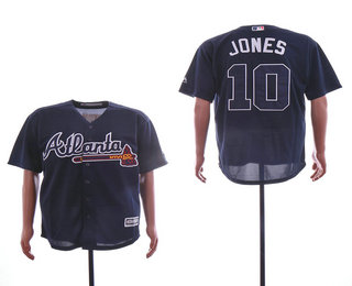 Men's Atlanta Braves #10 Chipper Jones Navy Blue Alternate Stitched MLB Cool Base Jersey