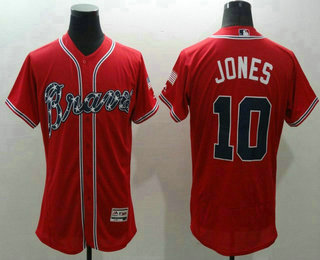 Men's Atlanta Braves #10 Chipper Jones Red Flexbase 2016 MLB Player Jersey