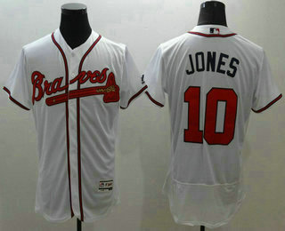 Men's Atlanta Braves #10 Chipper Jones White Flexbase 2016 MLB Player Jersey