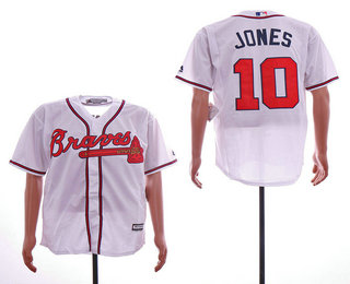 Men's Atlanta Braves #10 Chipper Jones White Home Stitched MLB Cool Base Jersey