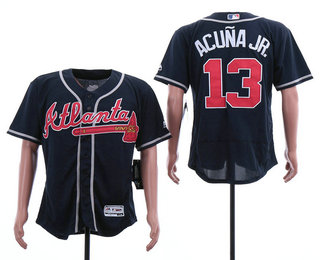 Men's Atlanta Braves #13 Ronald Acuna Jr. NEW Navy Blue Stitched MLB Flex Base Jersey