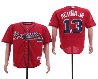 Men's Atlanta Braves #13 Ronald Acuna Jr. NEW Red Stitched MLB Cool Base Jersey