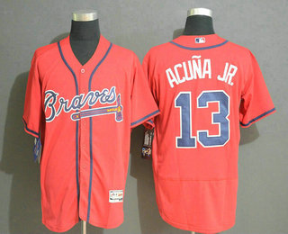 Men's Atlanta Braves #13 Ronald Acuna Jr. NEW Red Stitched MLB Flex Base Jersey