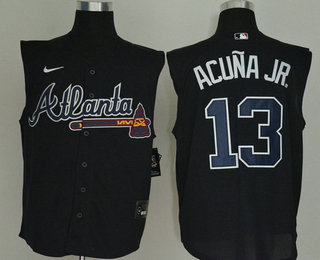 Men's Atlanta Braves #13 Ronald Acuna Jr. Navy Blue 2020 Cool and Refreshing Sleeveless Fan Stitched MLB Nike Jersey