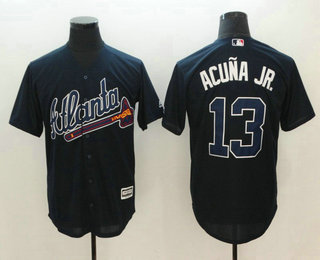 Men's Atlanta Braves #13 Ronald Acuna Jr. Navy Blue Alternate Stitched MLB Cool Base Jersey