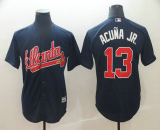 Men's Atlanta Braves #13 Ronald Acuna Jr. Navy Blue Alternate Stitched MLB Cool Base Jersey