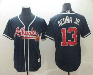 Men's Atlanta Braves #13 Ronald Acuna Jr. Navy Blue NEW Alternate Stitched MLB Cool Base Jersey