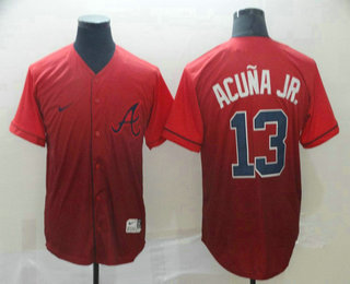 Men's Atlanta Braves #13 Ronald Acuna Jr. Nike Red Fade Stitched Jersey