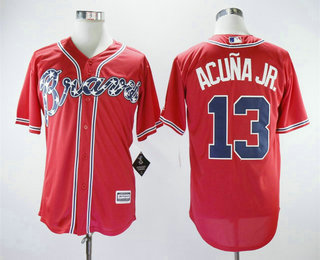 Men's Atlanta Braves #13 Ronald Acuna Jr. Red Stitched MLB Cool Base Jersey