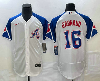 Men's Atlanta Braves #16 Travis dArnaud White 2023 City Connect Flex Base Stitched Jersey 11