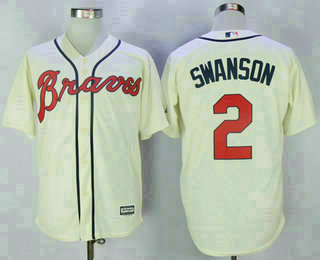 Men's Atlanta Braves #2 Dansby Swanson Whtie Home Stitched MLB Majestic Cool Base Jersey