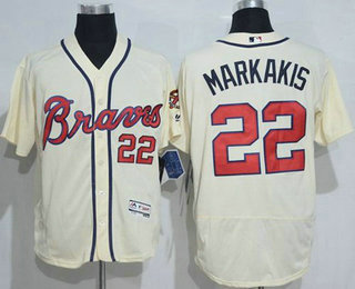 Men's Atlanta Braves #22 Nick Markakis Cream 2016 Flexbase Stitched Baseball Jersey