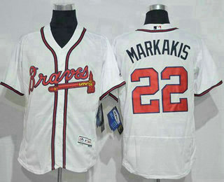 Men's Atlanta Braves #22 Nick Markakis White Home 2016 Flexbase Stitched Baseball Jersey