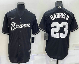 Men's Atlanta Braves #23 Michael Harris II Black Turn Back The Clock Stitched Cool Base Jersey