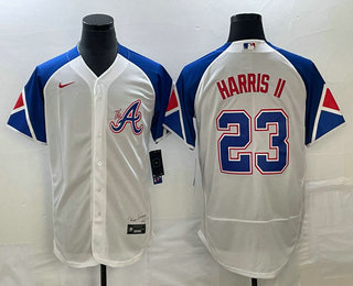 Men's Atlanta Braves #23 Michael Harris II White 2023 City Connect Flex Base Stitched Baseball Jersey