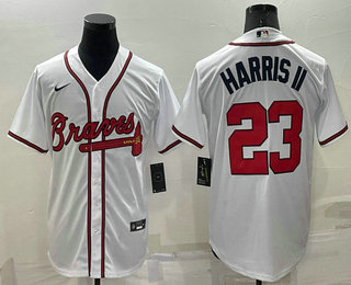 Men's Atlanta Braves #23 Michael Harris II White Stitched MLB Cool Base Nike Jersey