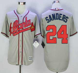 Men's Atlanta Braves #24 Deion Sanders Grey 2015 New Cool Base Jersey