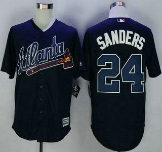 Men's Atlanta Braves #24 Deion Sanders Navy Blue 2015 New Cool Base Jersey