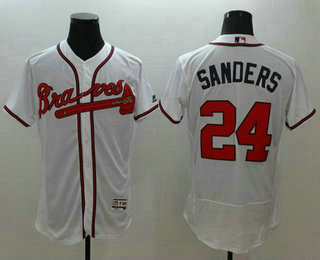 Men's Atlanta Braves #24 Deion Sanders White Flexbase 2016 MLB Player Jersey