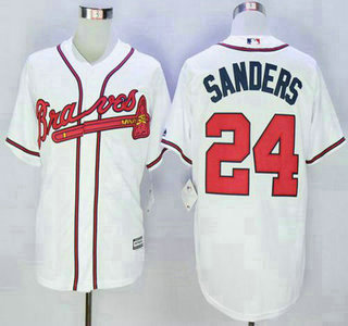 Men's Atlanta Braves #24 Deion Sanders White New Cool Base Jersey