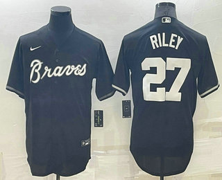 Men's Atlanta Braves #27 Austin Riley Black Turn Back The Clock Stitched Cool Base Jersey